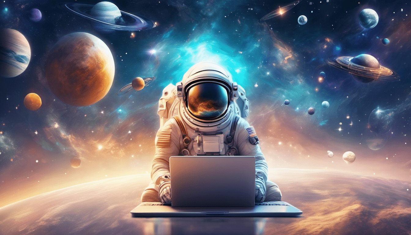 astronaut astronaut at his laptop